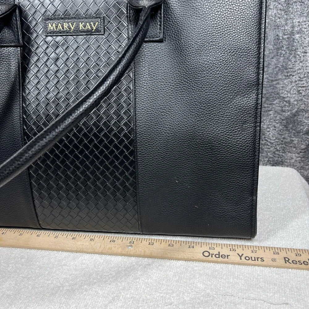 Mary Kay Tote Bag Womens Large Black Faux Leather Shoulder Work Purse Hearts
